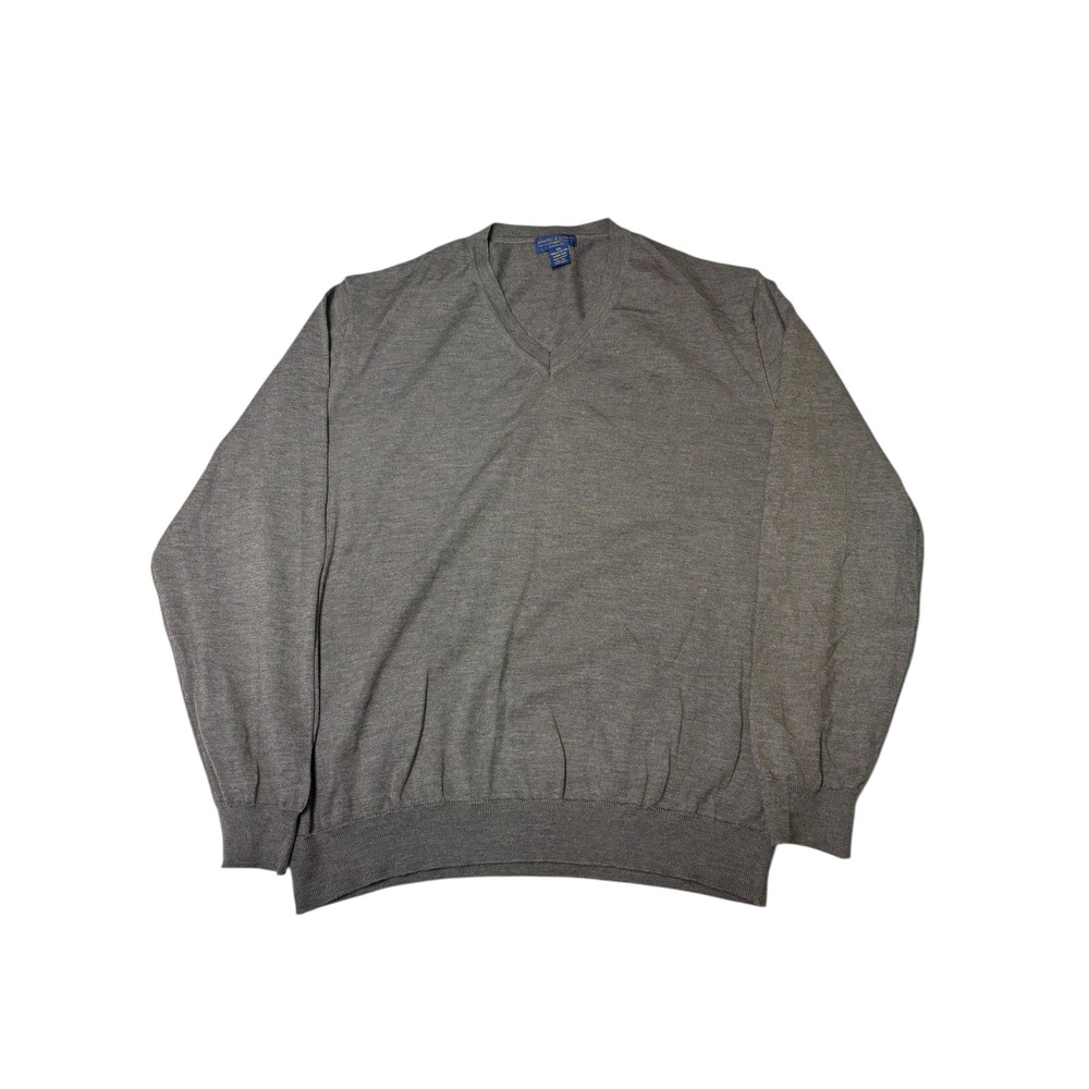 Joseph & Lyman Mens XXL Gray V Neck Merino Wool Sweater‎ Made in Italy